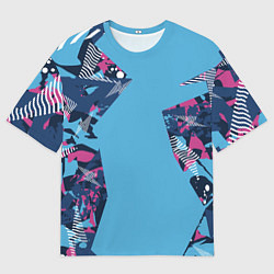Футболка оверсайз мужская Цифровая река спортивный паттерн, цвет: 3D-принт