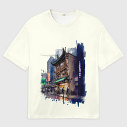 Футболка оверсайз мужская Улица ночных баров, цвет: 3D-принт