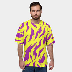 Футболка оверсайз мужская Кислотный тигр паттерн, цвет: 3D-принт — фото 2