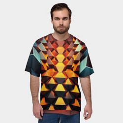 Футболка оверсайз мужская Объемные кубы полигон, цвет: 3D-принт — фото 2