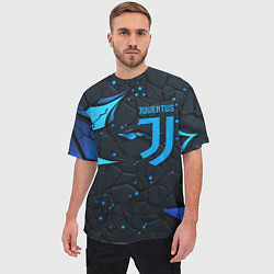 Футболка оверсайз мужская Juventus abstract blue logo, цвет: 3D-принт — фото 2