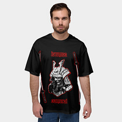 Футболка оверсайз мужская Самурай и красные мечи, цвет: 3D-принт — фото 2