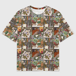 Мужская футболка оверсайз Милые иллюстрации коллаж