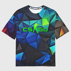 Футболка оверсайз мужская CSGO blue abstract, цвет: 3D-принт