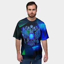 Футболка оверсайз мужская Неоновый герб РФ, цвет: 3D-принт — фото 2
