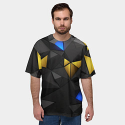 Футболка оверсайз мужская Black yellow geometry, цвет: 3D-принт — фото 2