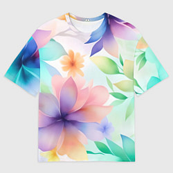 Мужская футболка оверсайз Акварельные цветы - нейросеть