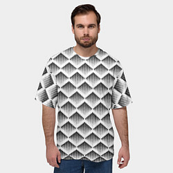 Футболка оверсайз мужская Ромбы из черных треугольников, цвет: 3D-принт — фото 2