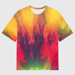 Мужская футболка оверсайз Огненный тай дай