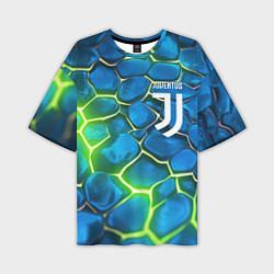 Футболка оверсайз мужская Juventus blue green neon, цвет: 3D-принт