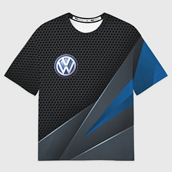 Мужская футболка оверсайз Фольцваген - синяя броня