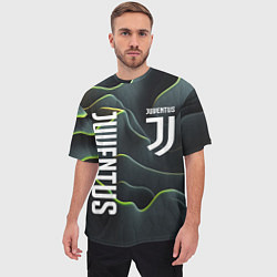 Футболка оверсайз мужская Juventus dark green logo, цвет: 3D-принт — фото 2