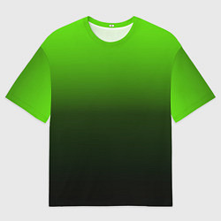 Мужская футболка оверсайз Градиент ядовитый зеленый - черный