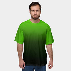 Футболка оверсайз мужская Градиент ядовитый зеленый - черный, цвет: 3D-принт — фото 2