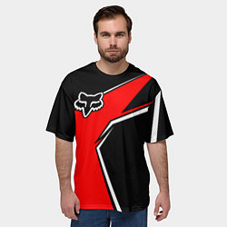 Футболка оверсайз мужская Fox мотокросс - красный, цвет: 3D-принт — фото 2