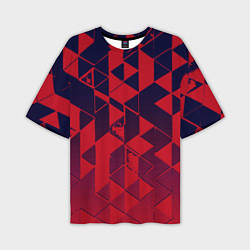 Футболка оверсайз мужская Сине-красный геометрия градиент, цвет: 3D-принт