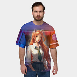 Футболка оверсайз мужская Студентка девушка лиса, цвет: 3D-принт — фото 2