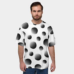 Футболка оверсайз мужская Черные полосатые шары на белом, цвет: 3D-принт — фото 2