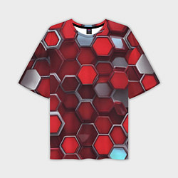 Мужская футболка оверсайз Cyber hexagon red