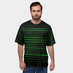 Футболка оверсайз мужская Green abstract texture, цвет: 3D-принт — фото 2