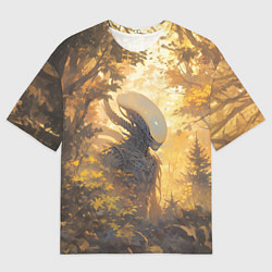 Футболка оверсайз мужская Ксеноморф в утреннем лесу, цвет: 3D-принт