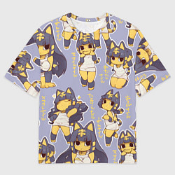 Футболка оверсайз мужская Анкха желтая египетская девушка кошка, цвет: 3D-принт