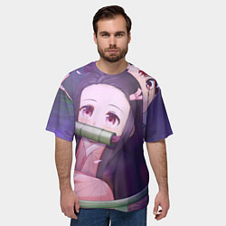 Футболка оверсайз мужская Клинок рассекающий демонов Тандзиро Нэдзуко Kamado, цвет: 3D-принт — фото 2