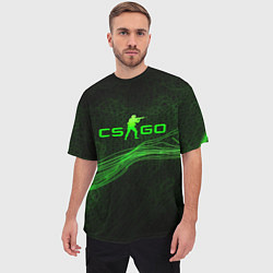 Футболка оверсайз мужская CSGO green abstract, цвет: 3D-принт — фото 2