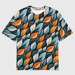 Футболка оверсайз мужская Узор из листьев поздняя осень, цвет: 3D-принт