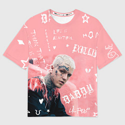 Футболка оверсайз мужская Lil Peep тату розовый, цвет: 3D-принт
