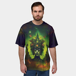 Футболка оверсайз мужская Зеленая фантастическая ведьма с бабочками, цвет: 3D-принт — фото 2