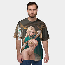 Футболка оверсайз мужская Девушка эльф с аппетитными формами, цвет: 3D-принт — фото 2