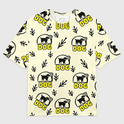 Футболка оверсайз мужская Дог силуэт собаки и веточка, цвет: 3D-принт