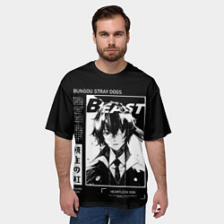 Футболка оверсайз мужская Дазай Осаму - Проза бродячих псов, цвет: 3D-принт — фото 2