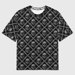 Мужская футболка оверсайз Черепа и кости - чёрный