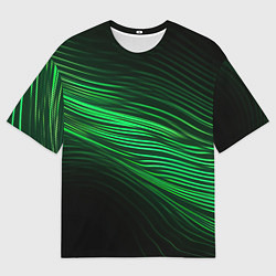 Мужская футболка оверсайз Green neon lines