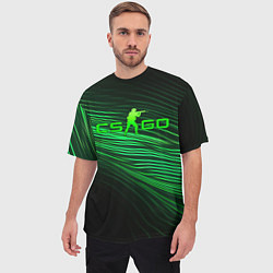 Футболка оверсайз мужская CSGO green lines logo, цвет: 3D-принт — фото 2
