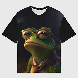 Футболка оверсайз мужская Лягушка Пепе в очках, цвет: 3D-принт