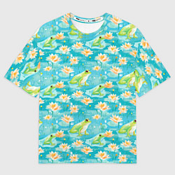Мужская футболка оверсайз Кувшинки и лягушки