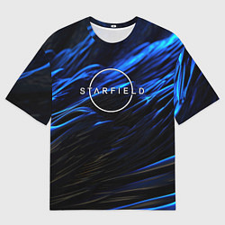 Футболка оверсайз мужская Starfield logo blue background, цвет: 3D-принт