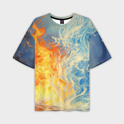 Мужская футболка оверсайз Вода и пламя абстракция