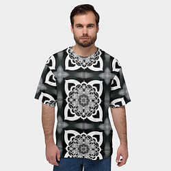 Футболка оверсайз мужская Квадратная мандала узор, цвет: 3D-принт — фото 2
