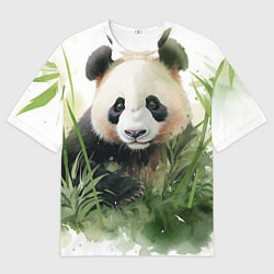 Футболка оверсайз мужская Панда акварель, цвет: 3D-принт