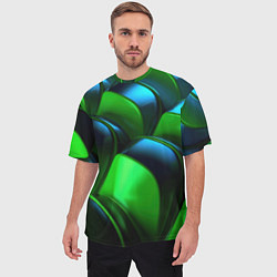 Футболка оверсайз мужская Зеленые абстрактные элементы, цвет: 3D-принт — фото 2