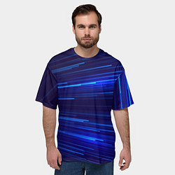 Футболка оверсайз мужская Яркие неоновые полосы - минимализм, цвет: 3D-принт — фото 2