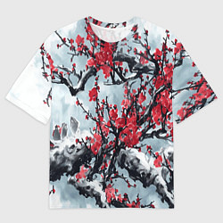 Футболка оверсайз мужская Лепестки цветущей вишни - сакура, цвет: 3D-принт