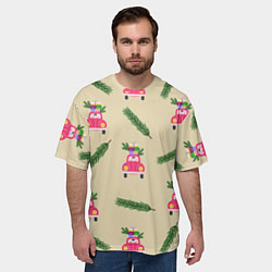 Футболка оверсайз мужская Машина с подарками, цвет: 3D-принт — фото 2