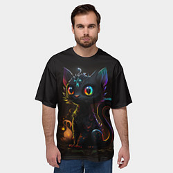 Футболка оверсайз мужская Котик дракон, цвет: 3D-принт — фото 2