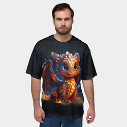 Футболка оверсайз мужская Котик дракоша, цвет: 3D-принт — фото 2