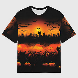 Футболка оверсайз мужская Кошки хэллоуина, цвет: 3D-принт